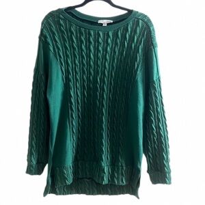 Luukse Oversized Cable Knit Green Sweater w/ Side Vents Women’s Size Medium
